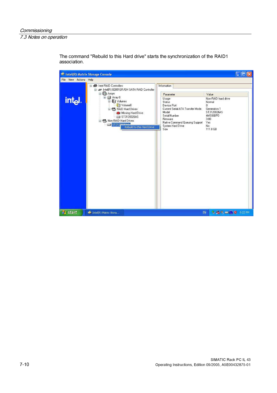 Siemens PCIL43 manual Commissioning 