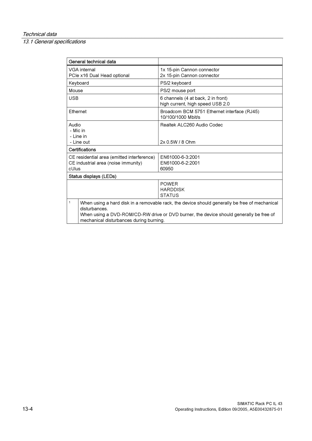 Siemens PCIL43 manual Certifications, Status displays LEDs 