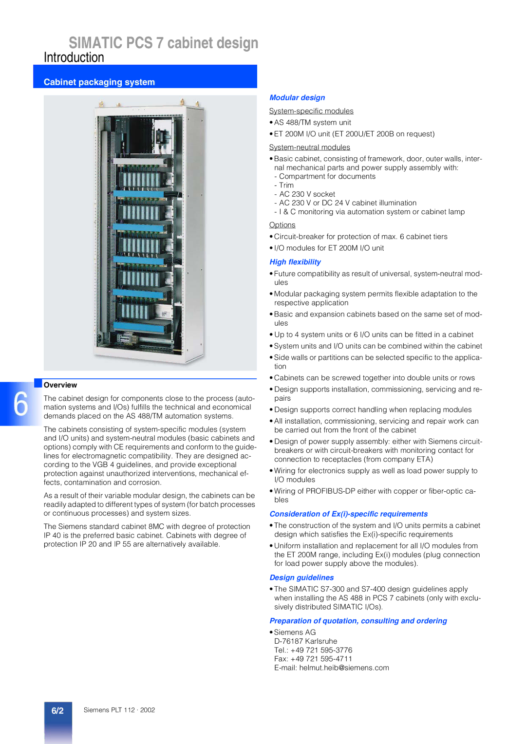 Siemens PCS 7 manual Cabinet packaging system 