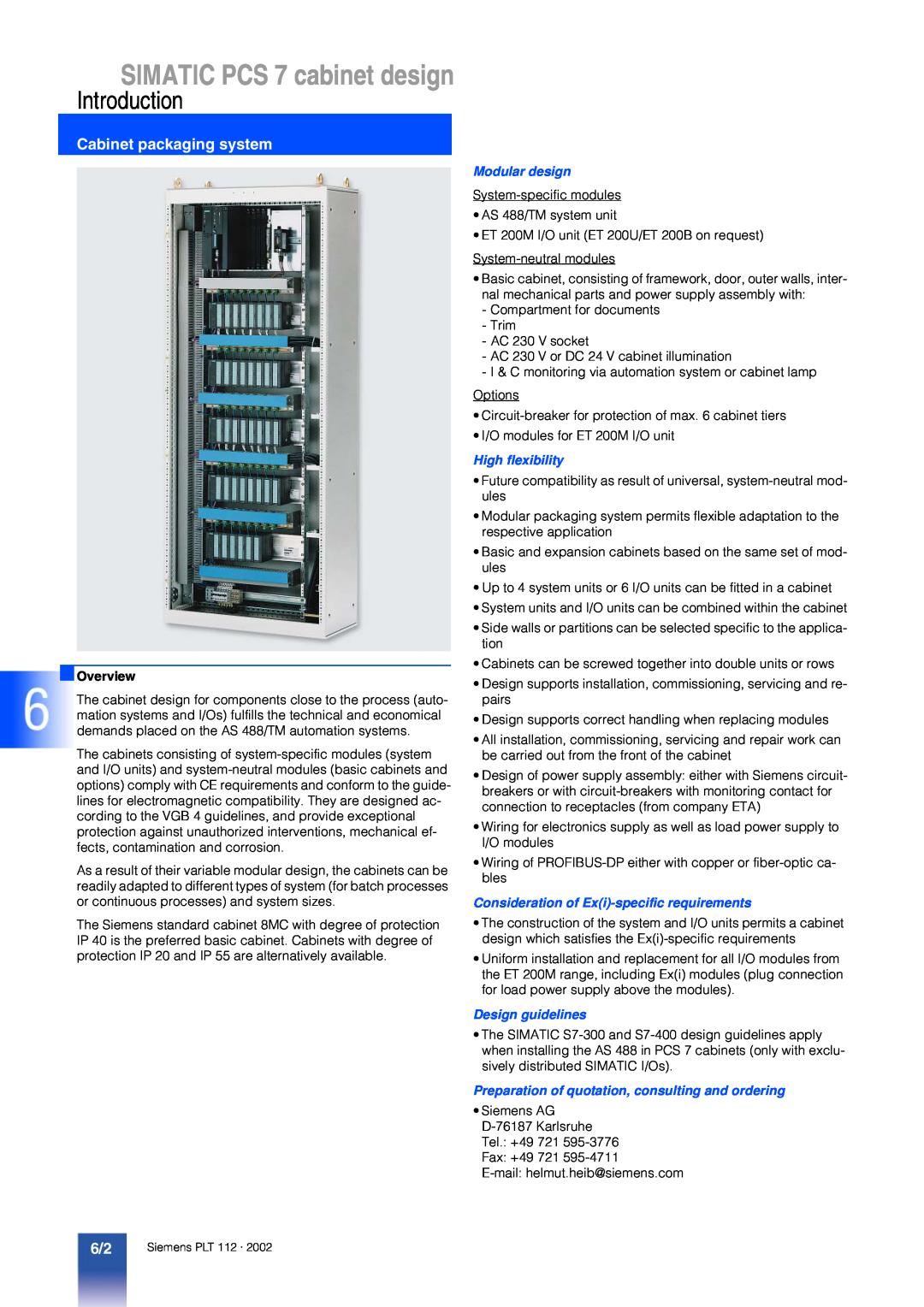 Siemens manual SIMATIC PCS 7 cabinet design, Cabinet packaging system, Overview, Modular design, High flexibility 