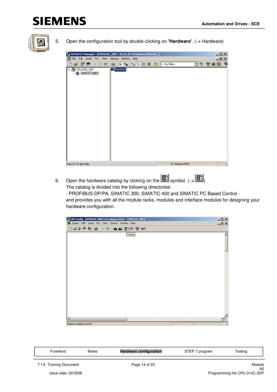 Siemens programming the cpu 314c-2dp manual Automation and Drives SCE 