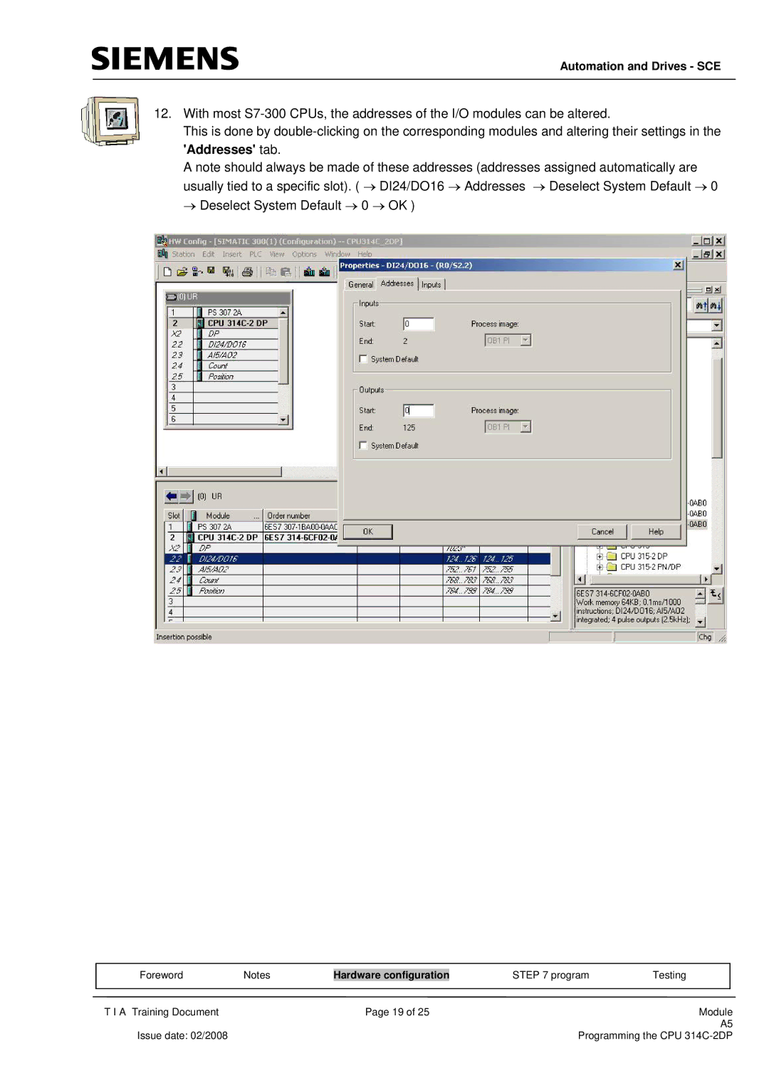 Siemens programming the cpu 314c-2dp manual Automation and Drives SCE 