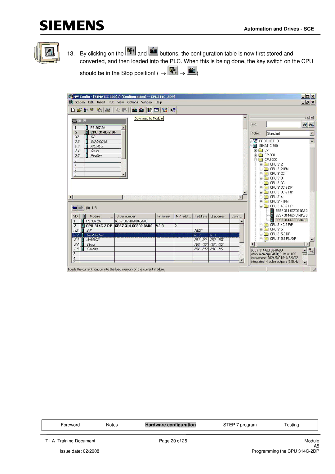 Siemens programming the cpu 314c-2dp manual Automation and Drives SCE 