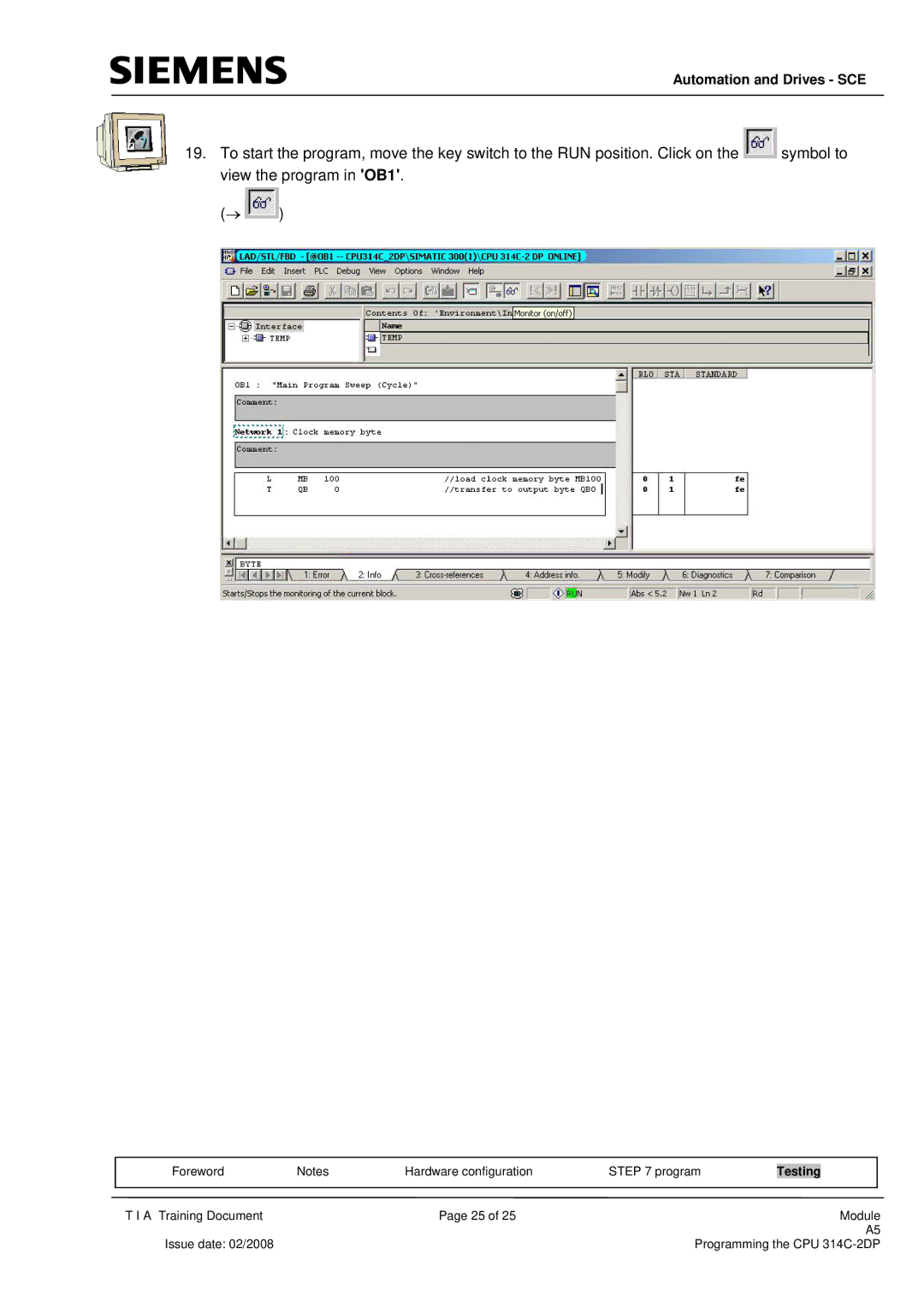 Siemens programming the cpu 314c-2dp manual Automation and Drives SCE 