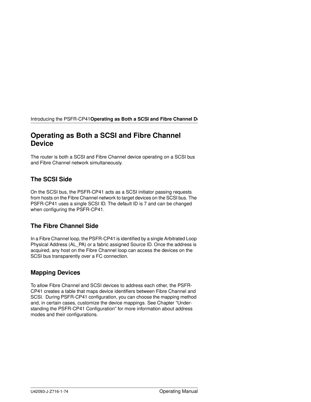 Siemens PSFR-CP41 manual Operating as Both a Scsi and Fibre Channel Device, Scsi Side, Fibre Channel Side, Mapping Devices 