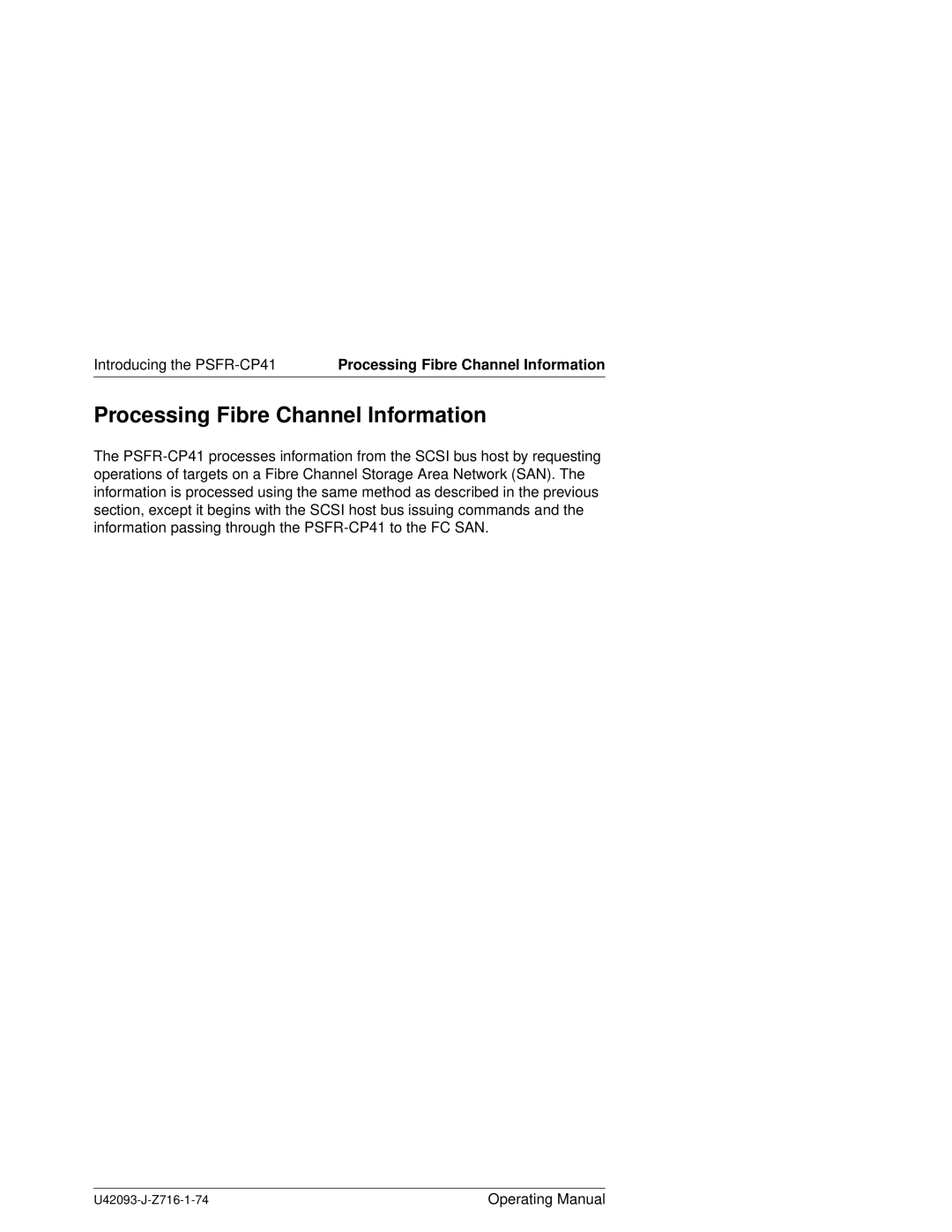 Siemens PSFR-CP41 manual Processing Fibre Channel Information 