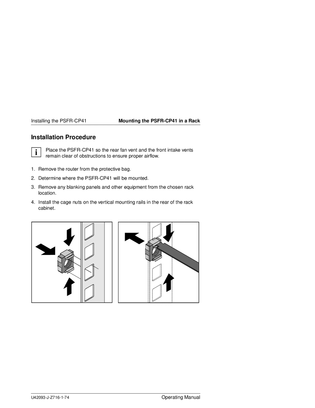 Siemens manual Installation Procedure, Installing the PSFR-CP41 