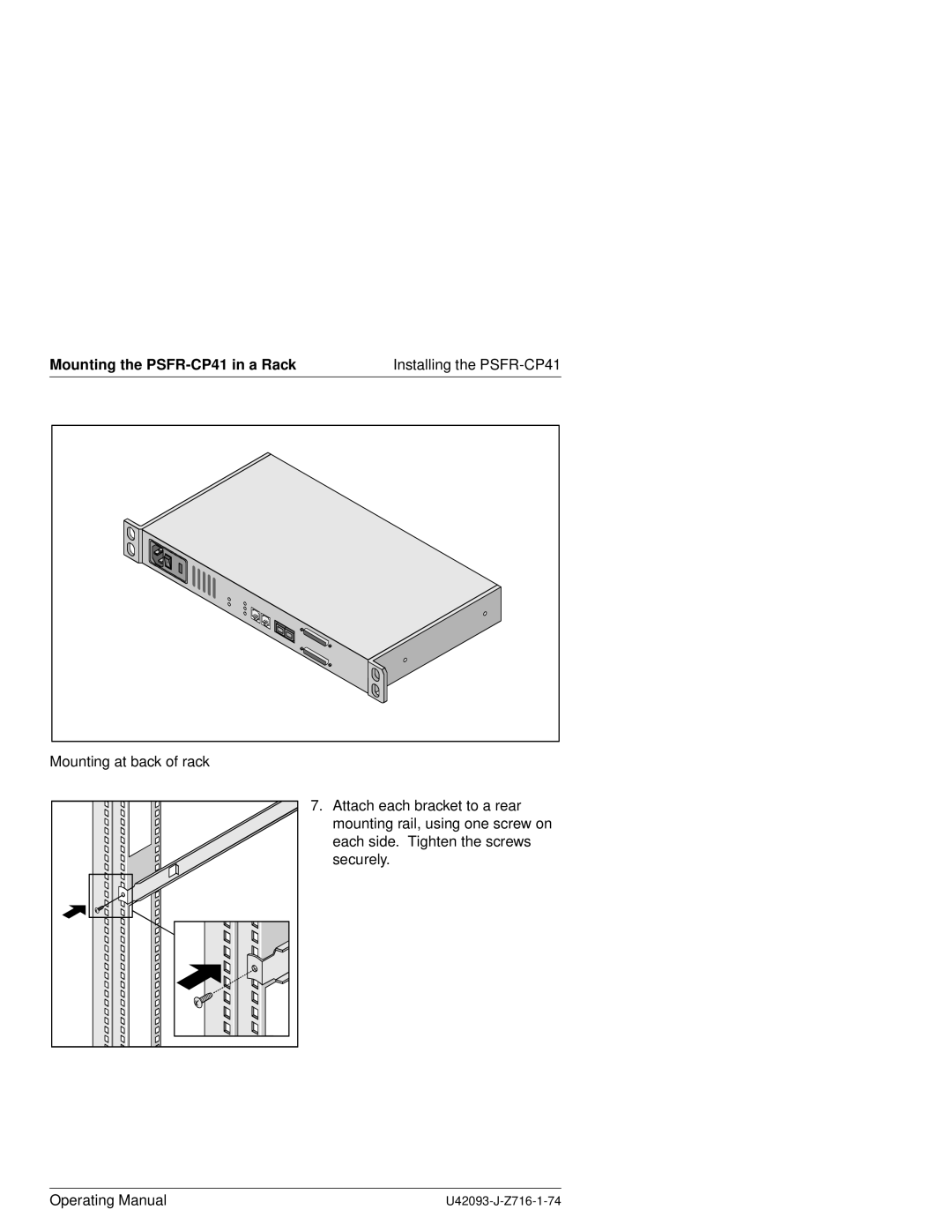 Siemens manual Mounting the PSFR-CP41 in a Rack 