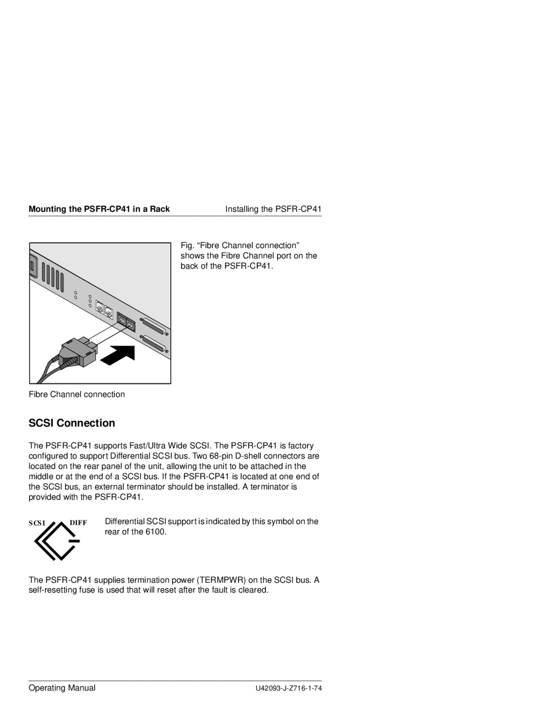 Siemens PSFR-CP41 manual Scsi Connection 