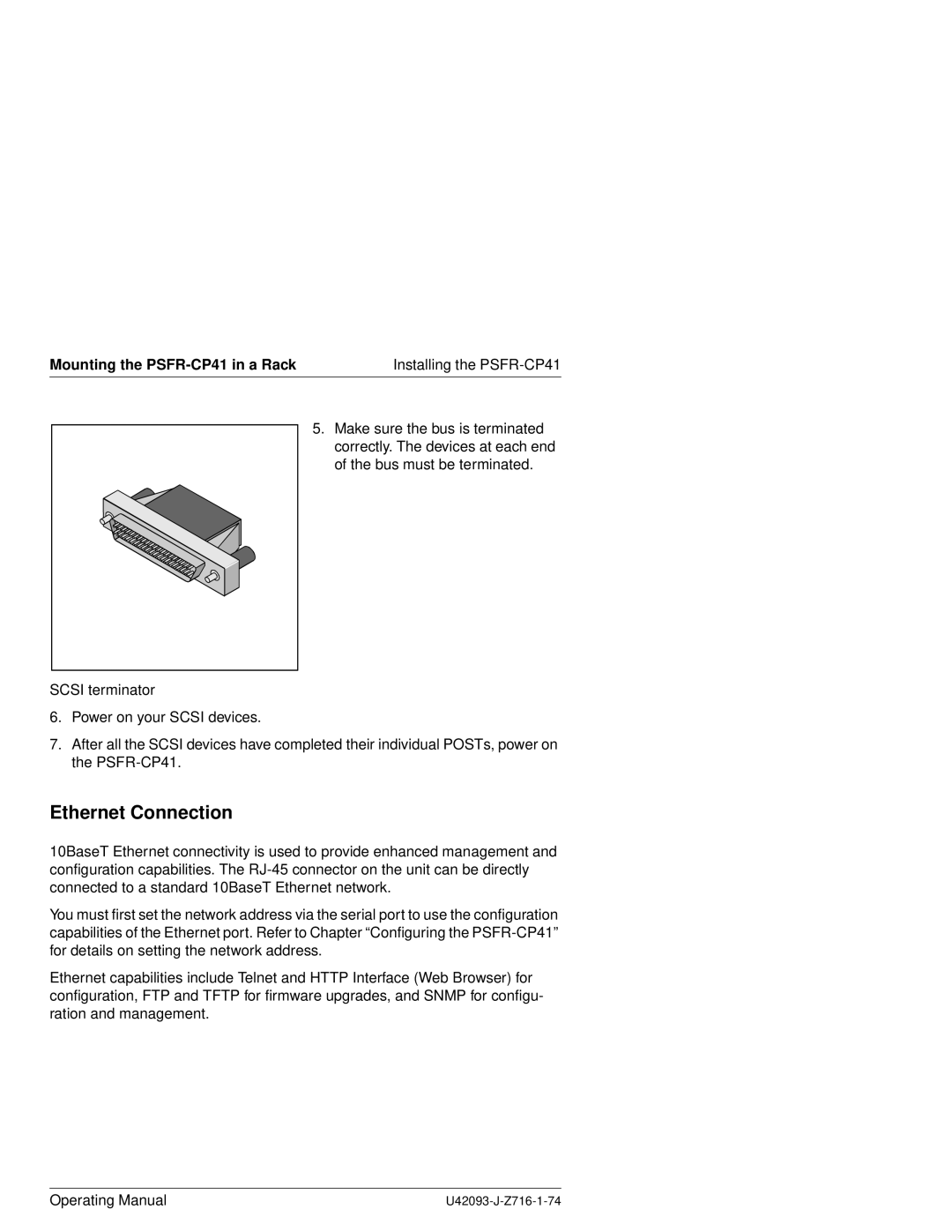 Siemens PSFR-CP41 manual Ethernet Connection 