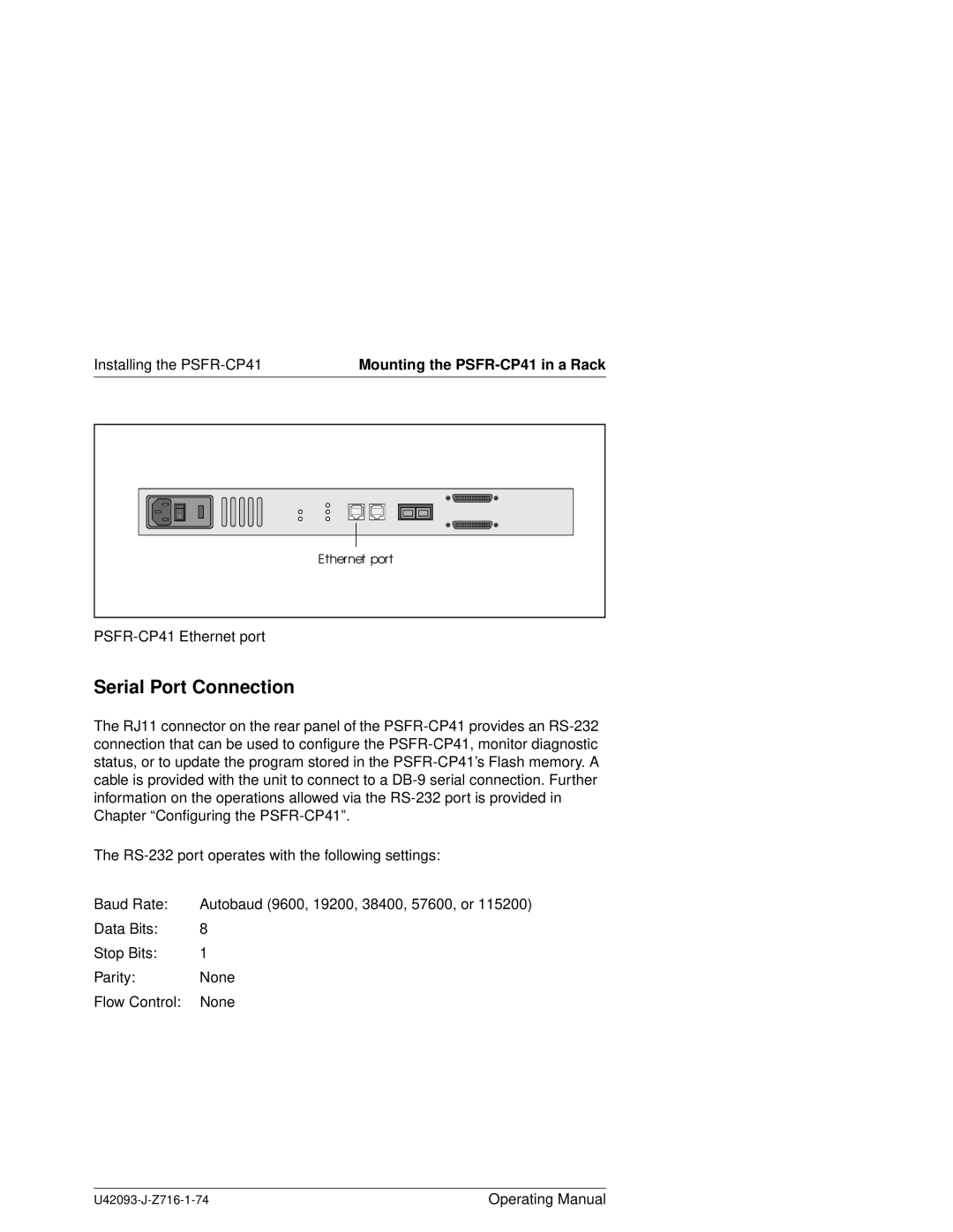 Siemens PSFR-CP41 manual Serial Port Connection 