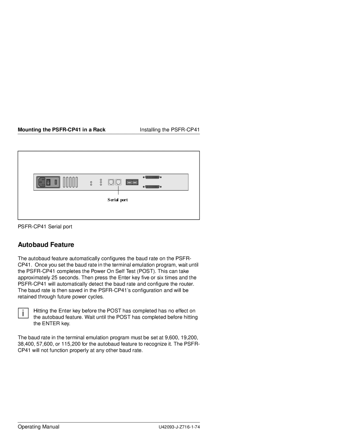 Siemens PSFR-CP41 manual Autobaud Feature 