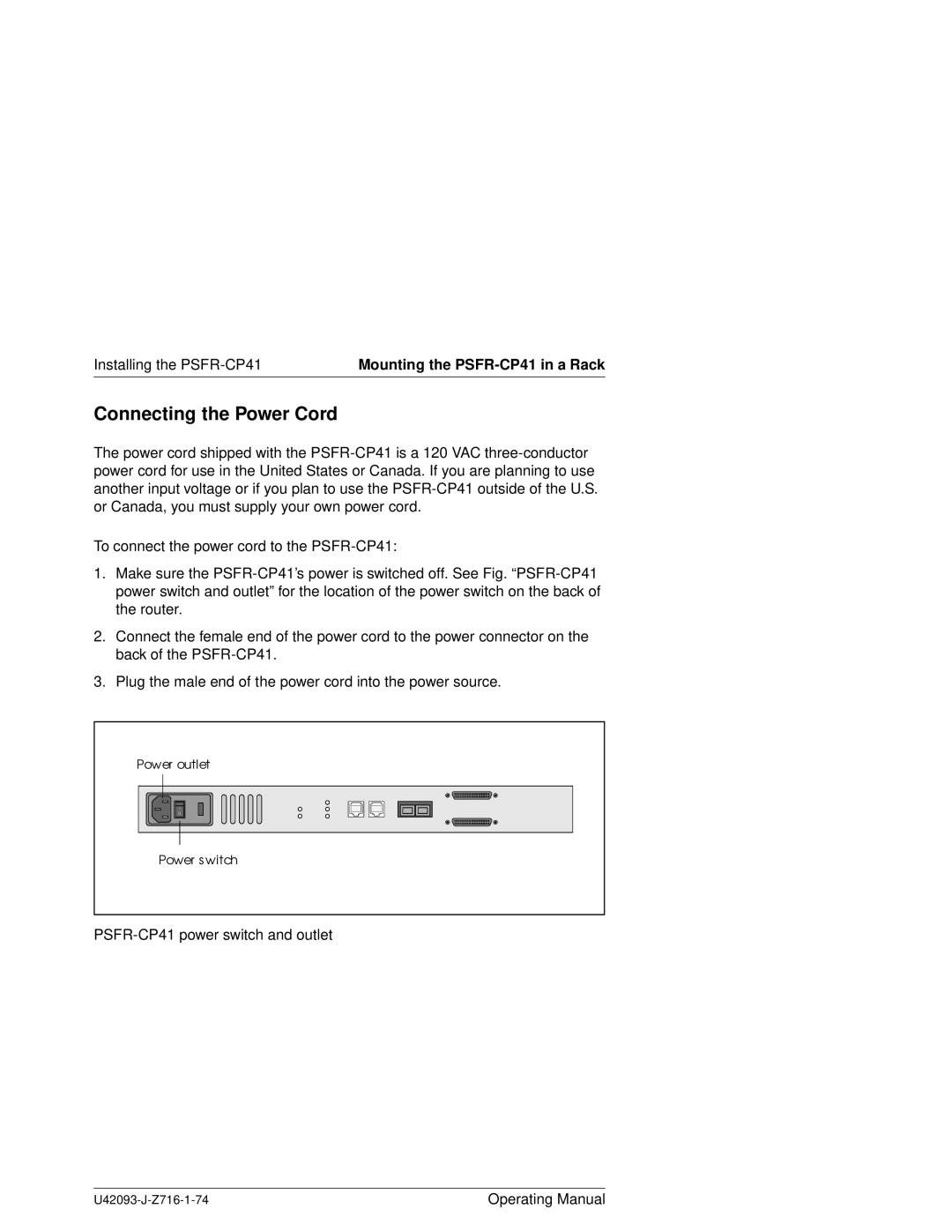 Siemens PSFR-CP41 manual Connecting the Power Cord 