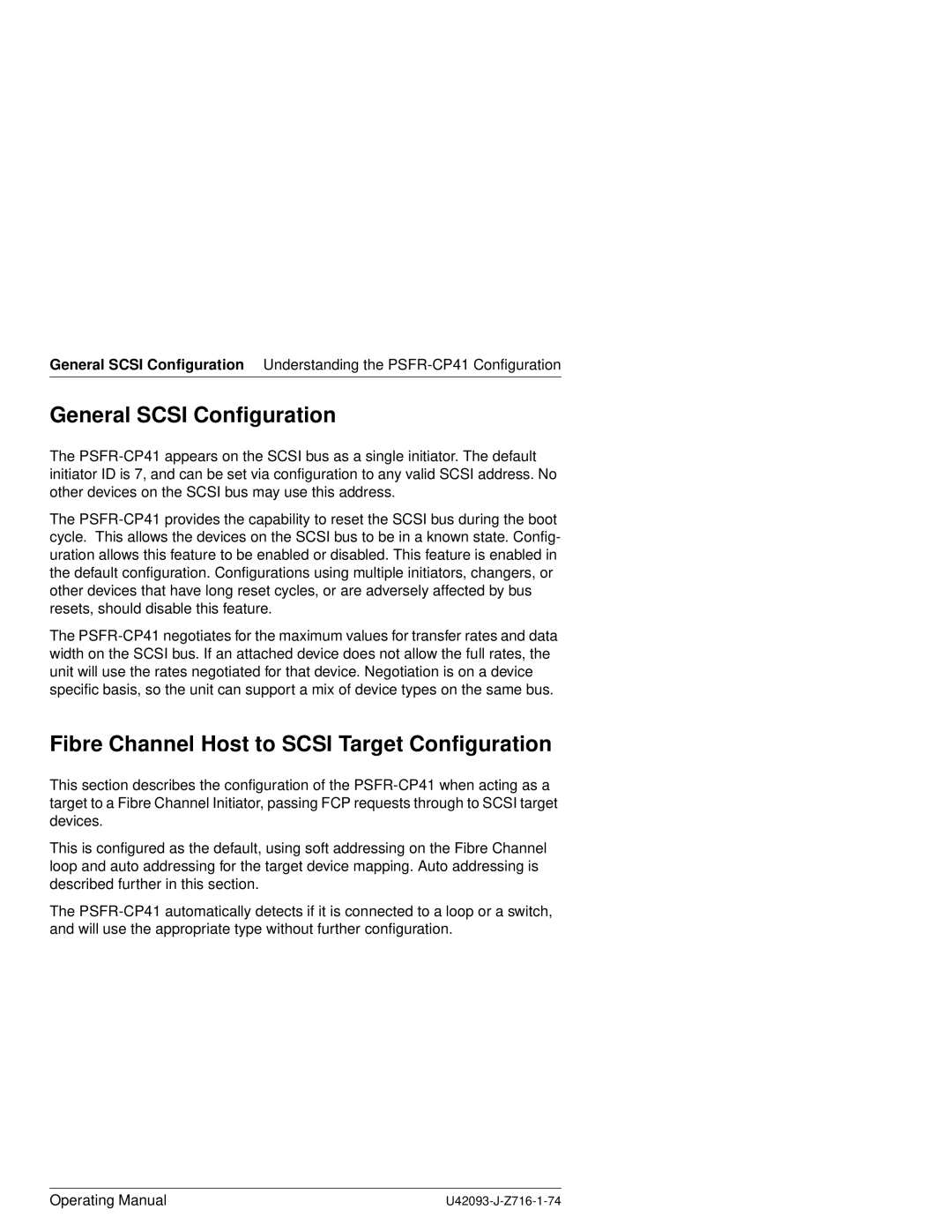 Siemens PSFR-CP41 manual General Scsi Configuration, Fibre Channel Host to Scsi Target Configuration 