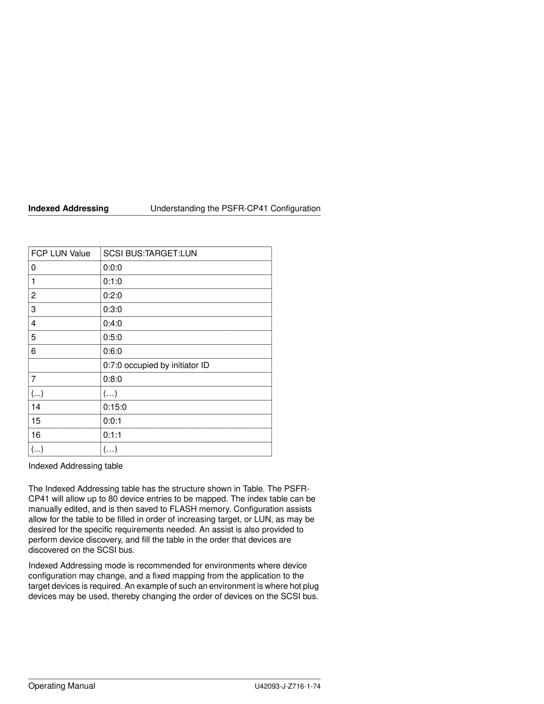 Siemens PSFR-CP41 manual Indexed Addressing, Scsi Bustargetlun 