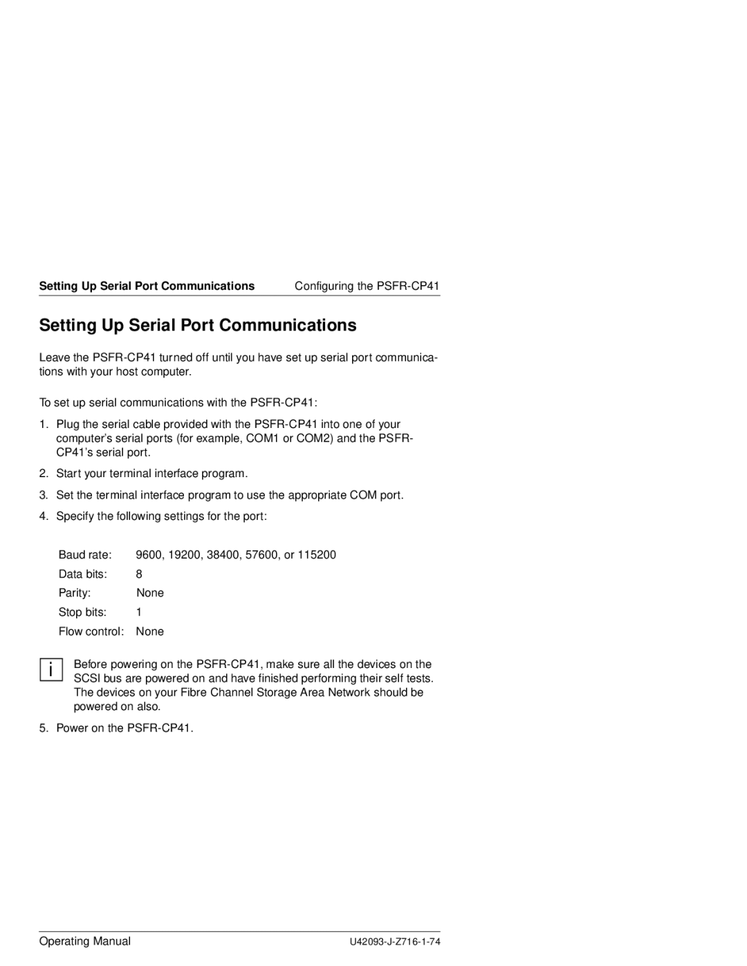 Siemens PSFR-CP41 manual Setting Up Serial Port Communications 