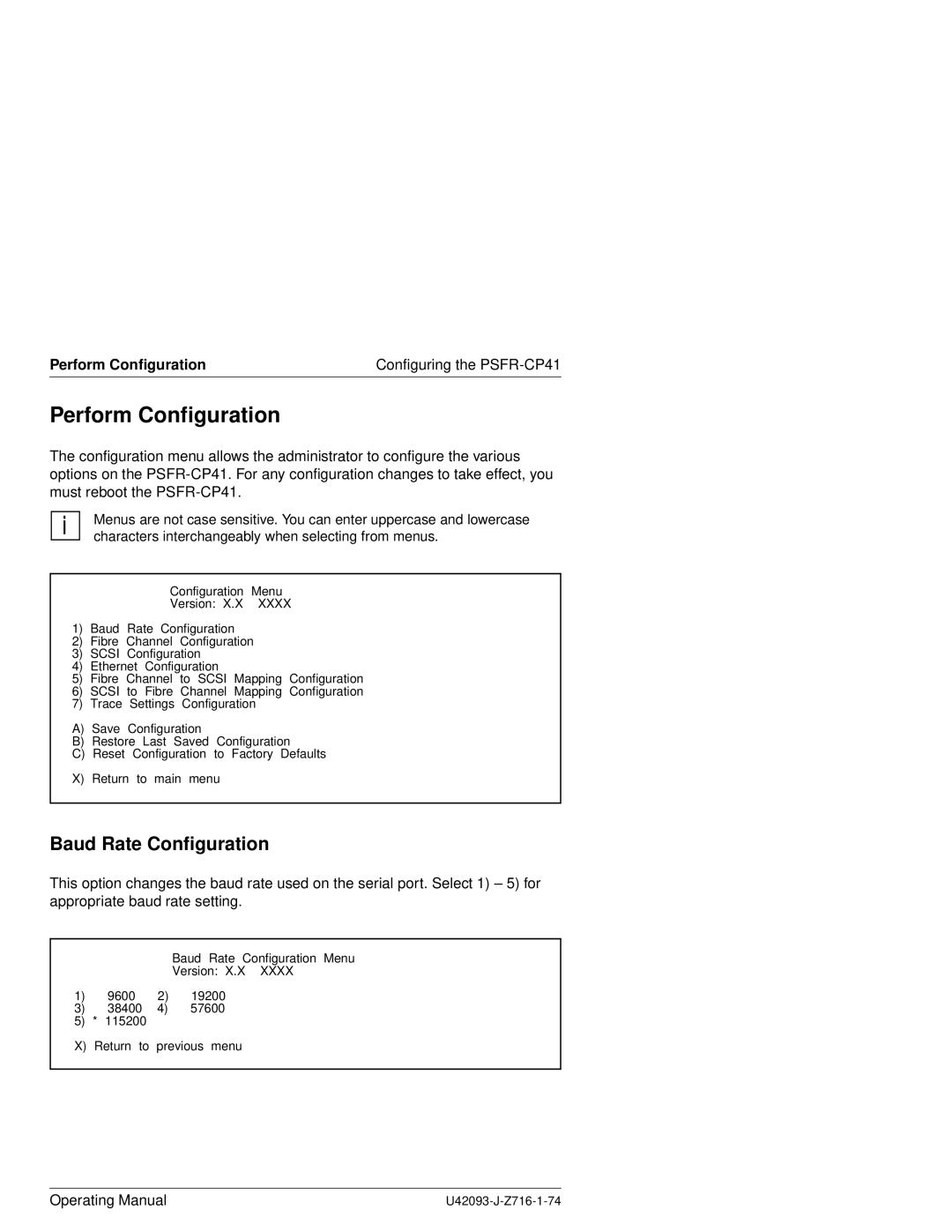 Siemens PSFR-CP41 manual Perform Configuration, Baud Rate Configuration 