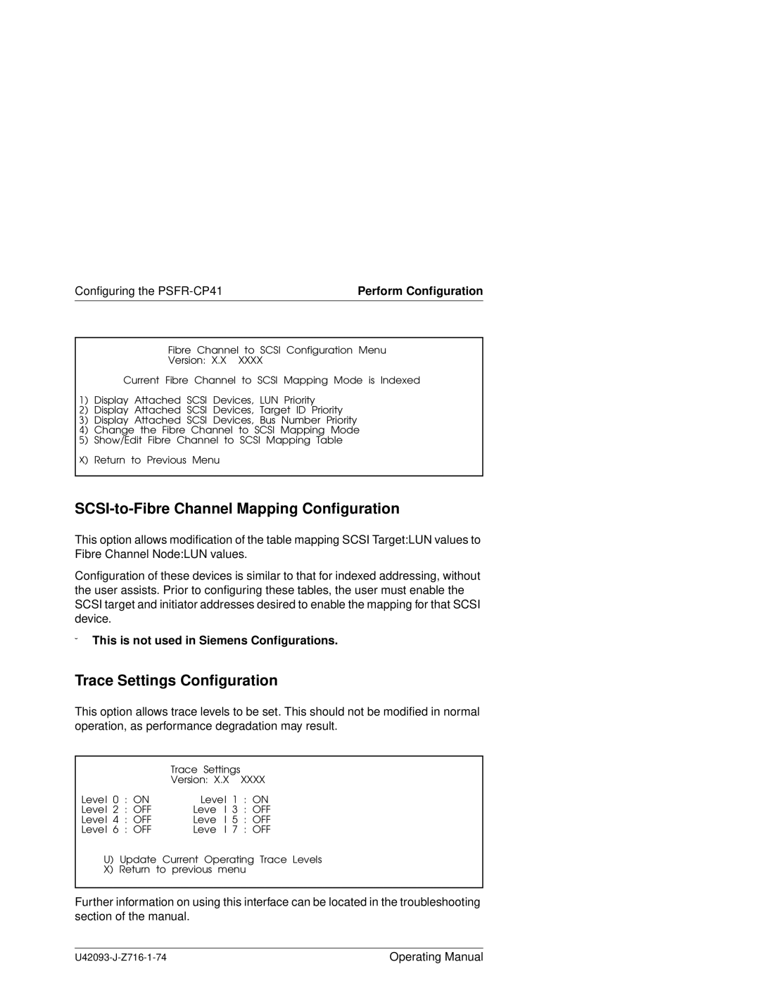 Siemens PSFR-CP41 manual SCSI-to-Fibre Channel Mapping Configuration, This is not used in Siemens Configurations 