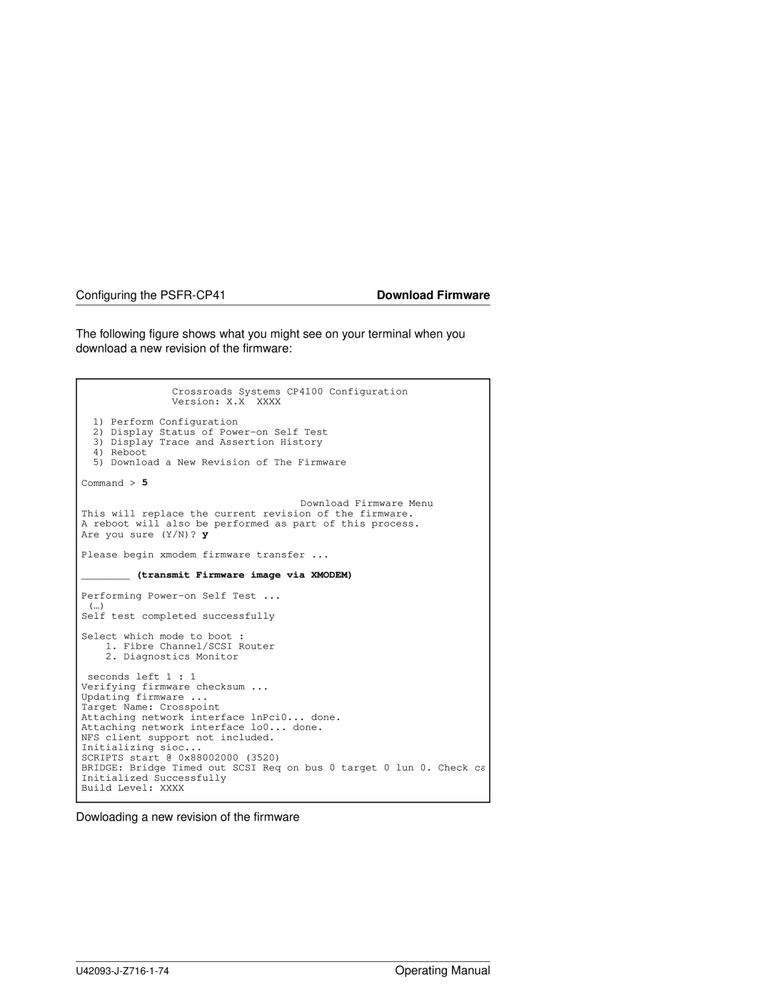 Siemens PSFR-CP41 manual Dowloading a new revision of the firmware 