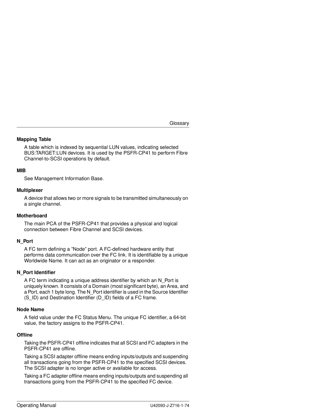 Siemens PSFR-CP41 manual Mapping Table, Multiplexer, Motherboard, NPort Identifier, Node Name, Offline 