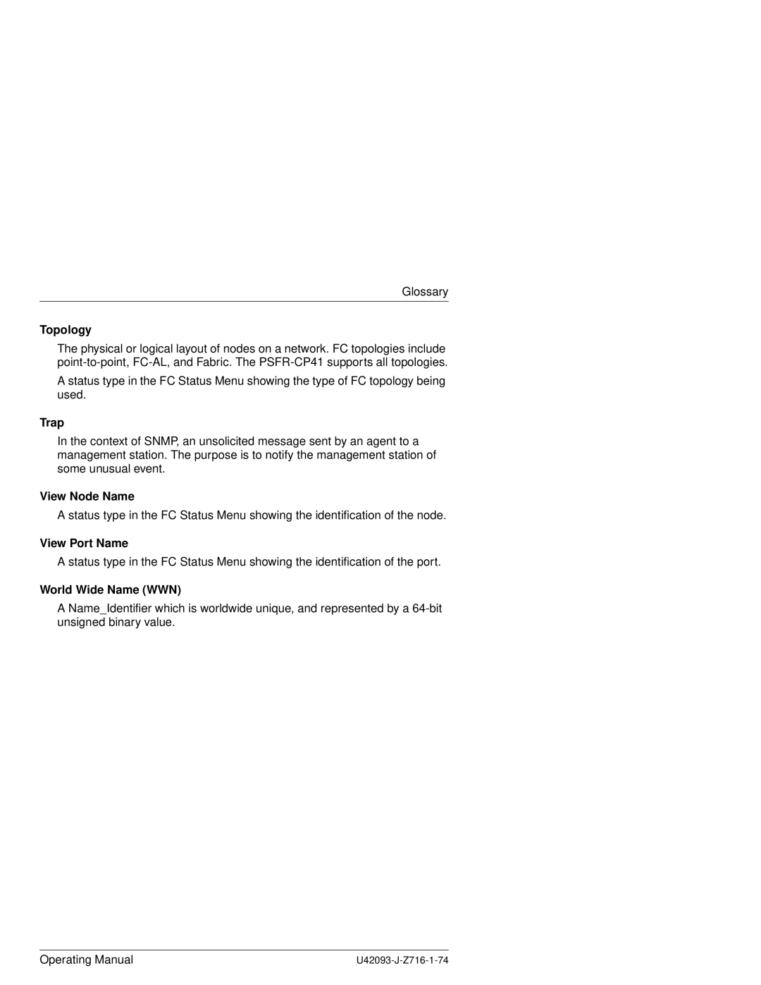 Siemens PSFR-CP41 manual Topology, Trap, View Node Name, View Port Name, World Wide Name WWN 