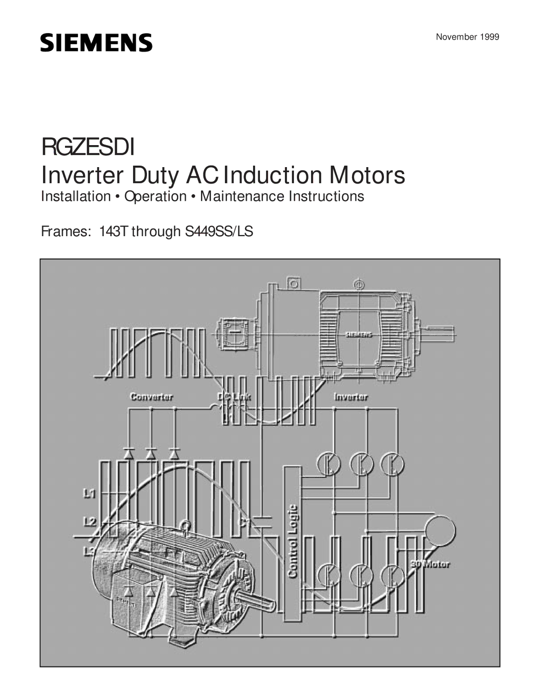 Siemens RGZESDI manual Rgzesdi, Inverter Duty AC Induction Motors 