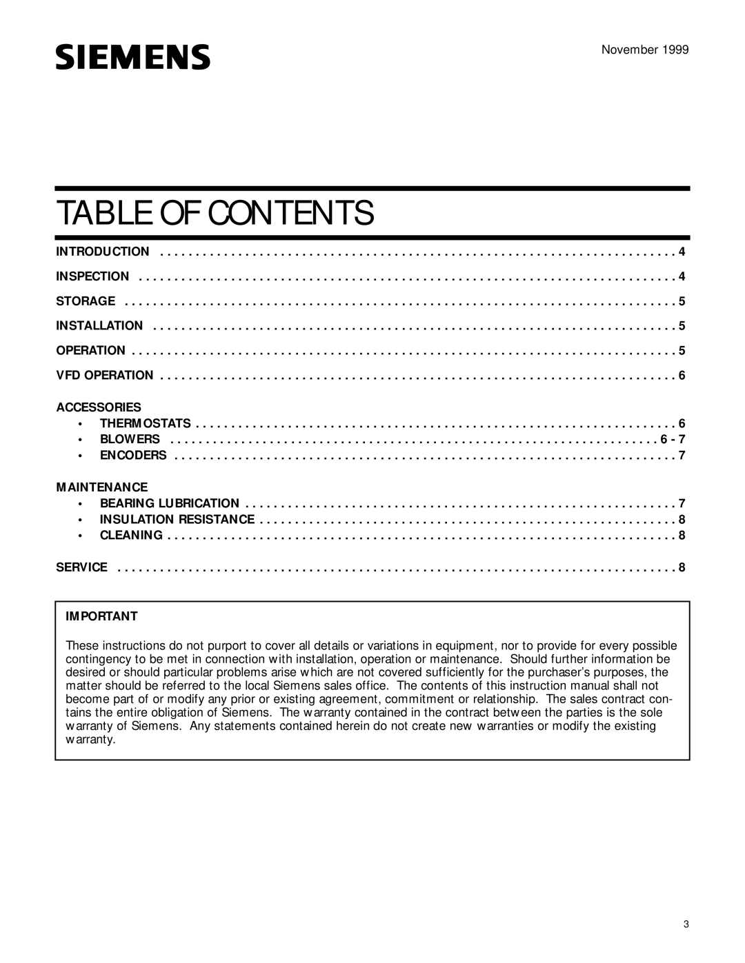 Siemens RGZESDI manual Table of Contents 