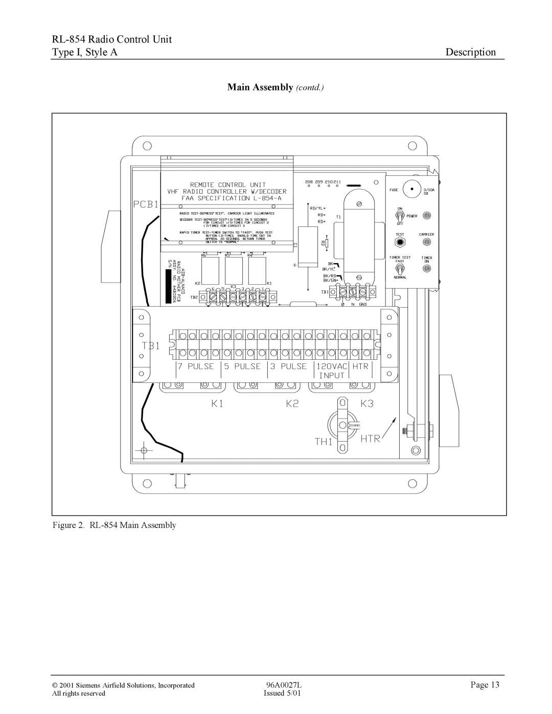 Siemens manual Main Assembly contd, RL-854 Main Assembly 