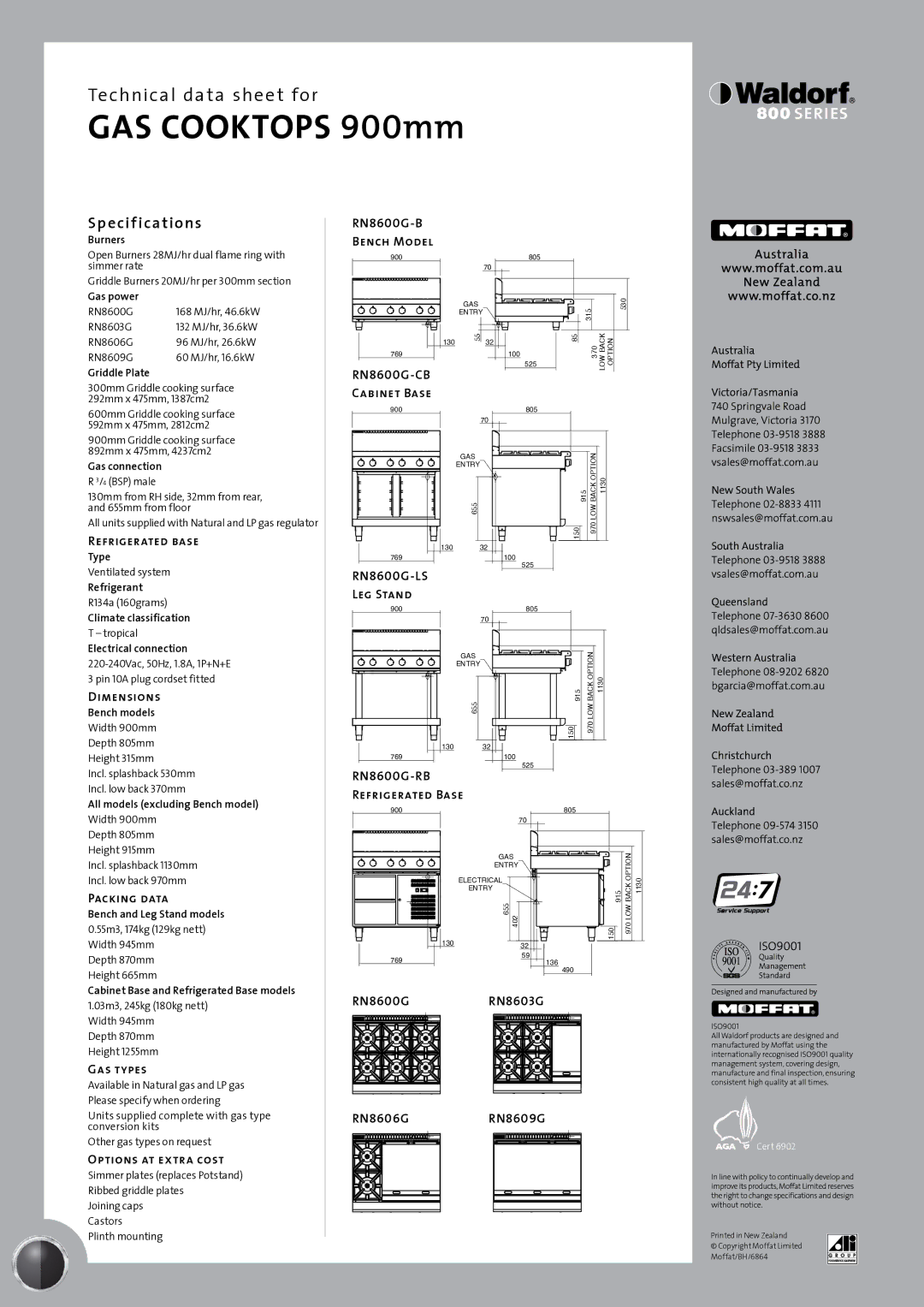 Siemens RN8609G-LS, RN8609G-B, RN8609G-CB, RN8606G-LS Sp e ci f ic ations, RN8600G-LS LEG Stand, Dimensions, Packing Data 