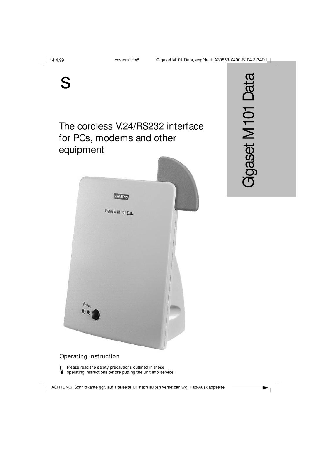 Siemens RS232 operating instructions Gigaset M101 Data 