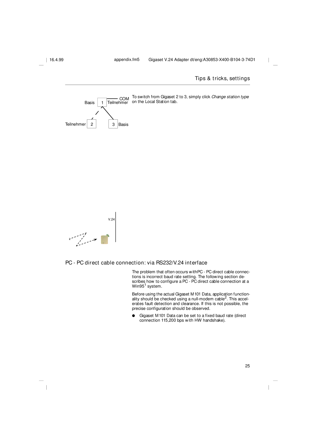 Siemens M101 operating instructions PC PC direct cable connection via RS232/V.24 interface 