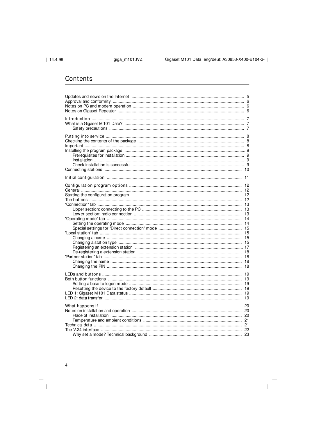 Siemens RS232, M101 operating instructions Contents 