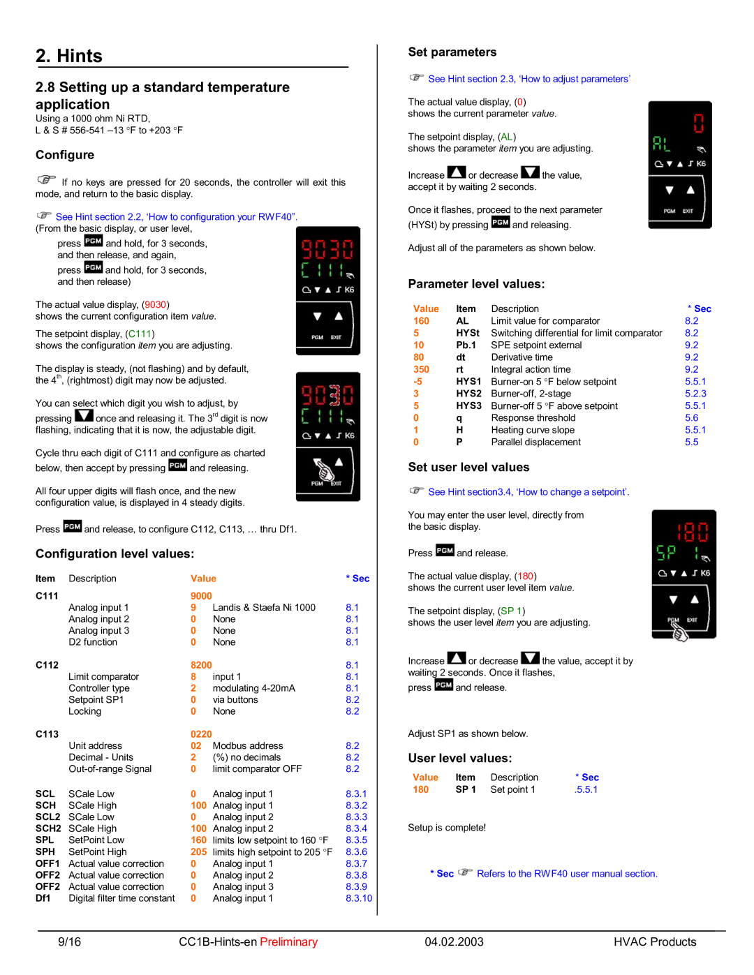 Siemens RWF40 manual Setting up a standard temperature application 