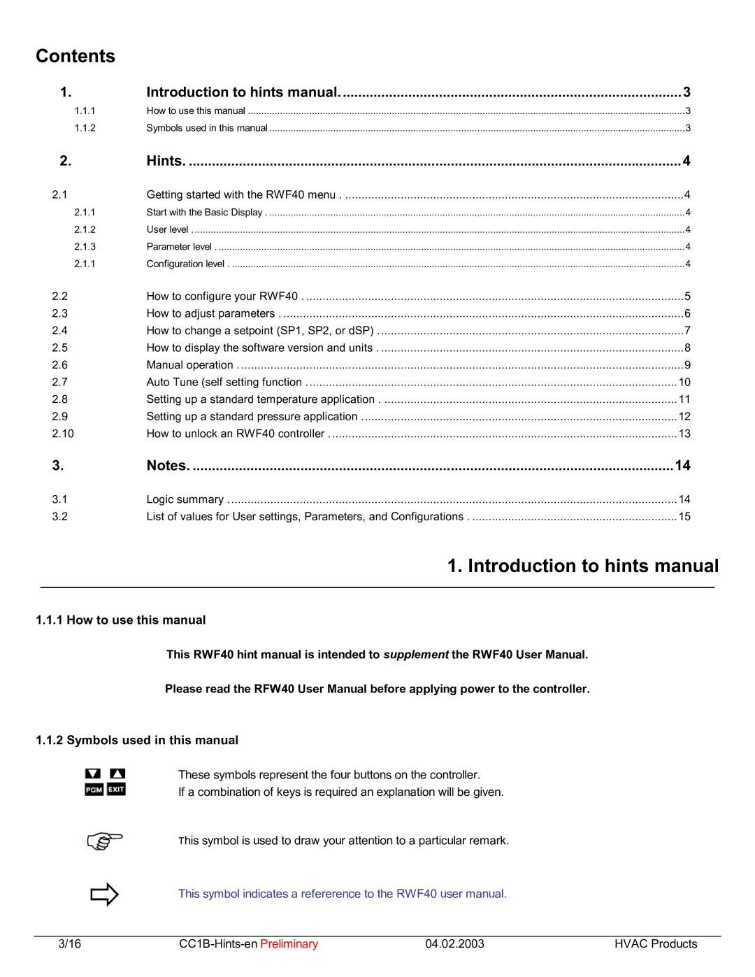 Siemens RWF40 manual Contents 