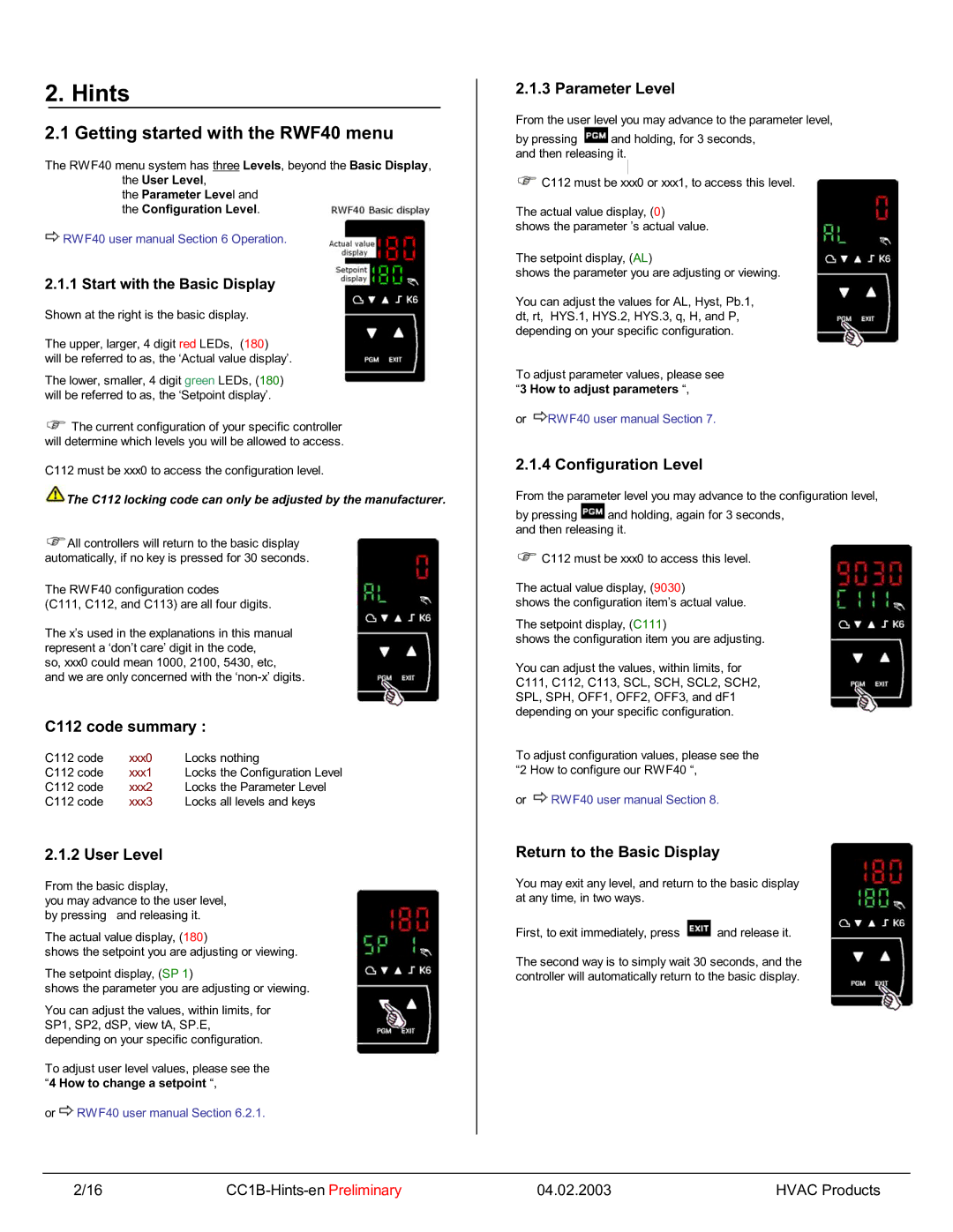 Siemens manual Getting started with the RWF40 menu 