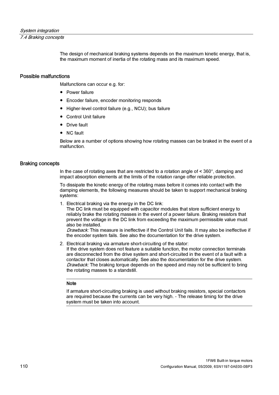 Siemens S120 configurationmanual Possible malfunctions, System integration 7.4 Braking concepts 