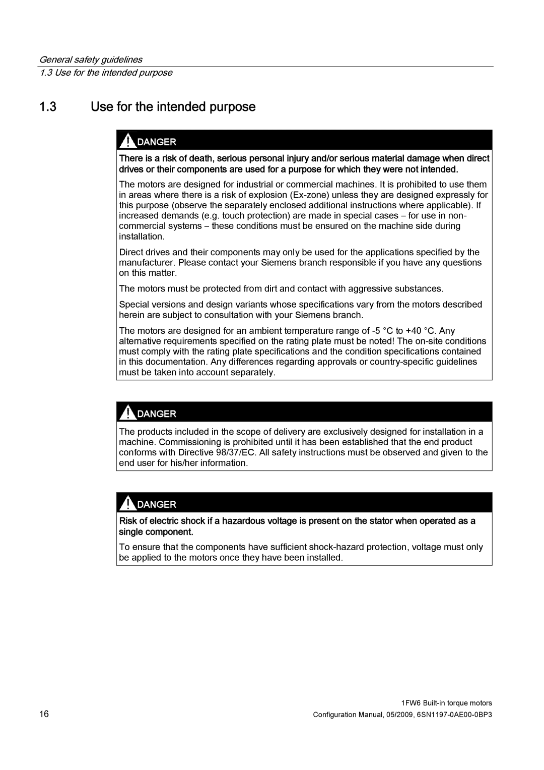 Siemens S120 configurationmanual General safety guidelines Use for the intended purpose 