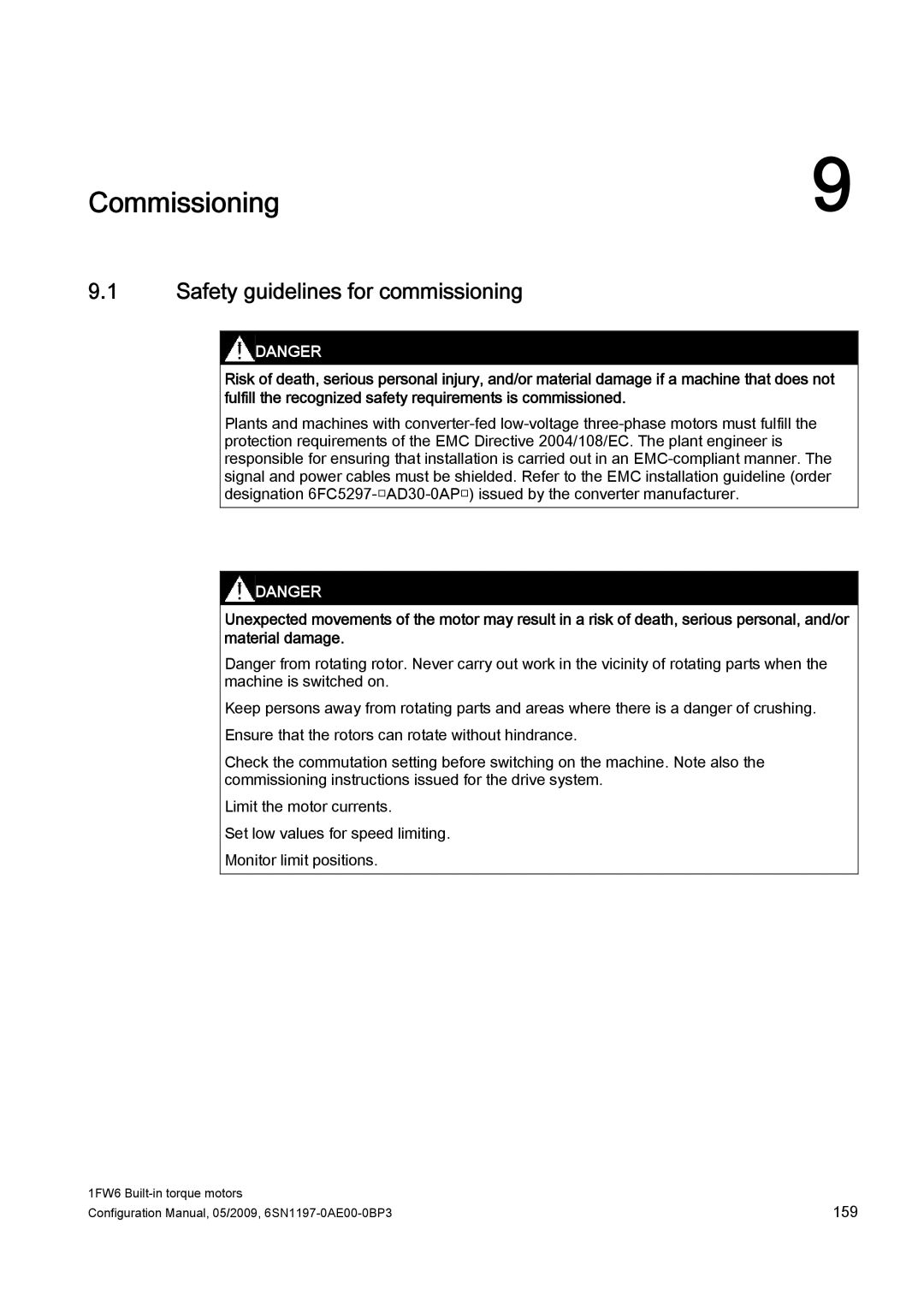 Siemens S120 configurationmanual Commissioning, Safety guidelines for commissioning 