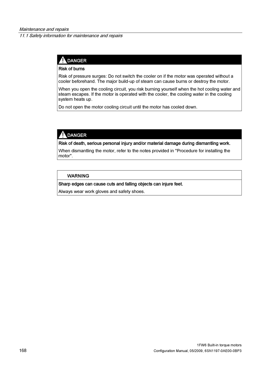 Siemens S120 configurationmanual Risk of burns 