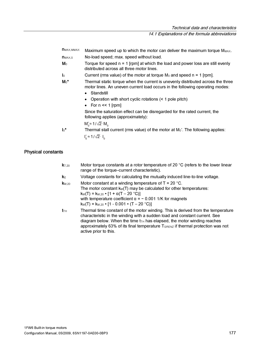 Siemens S120 configurationmanual Physical constants 