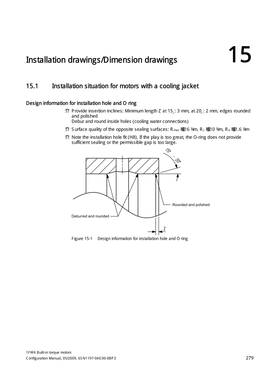 Siemens S120 Installation drawings/Dimension drawings, Installation situation for motors with a cooling jacket 