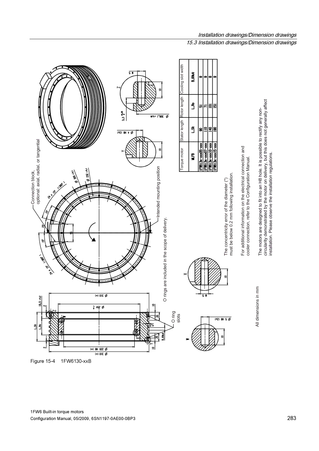 Siemens S120 configurationmanual Installation drawings/Dimension drawings, 1FW6130-xxB 