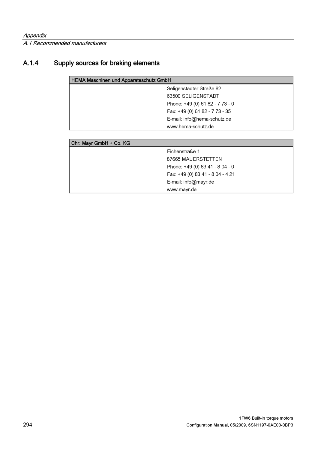 Siemens S120 configurationmanual Supply sources for braking elements 