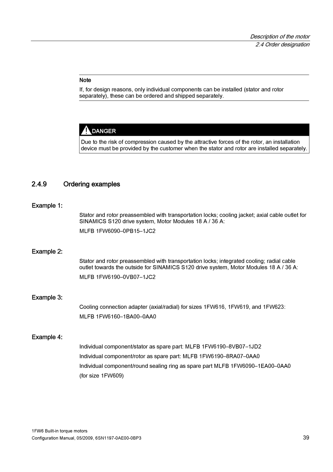 Siemens S120 configurationmanual Ordering examples, Example 