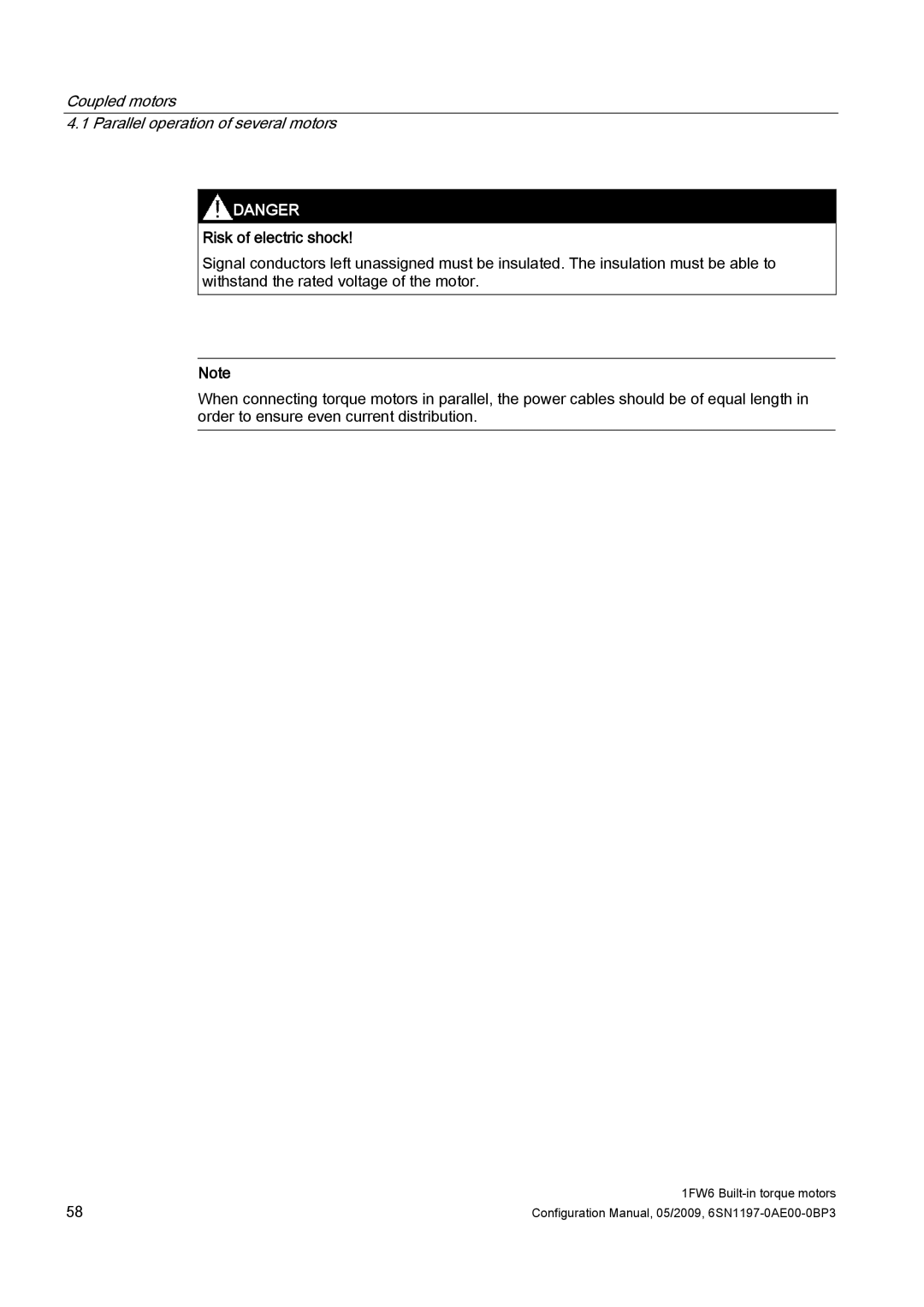 Siemens S120 configurationmanual Risk of electric shock 