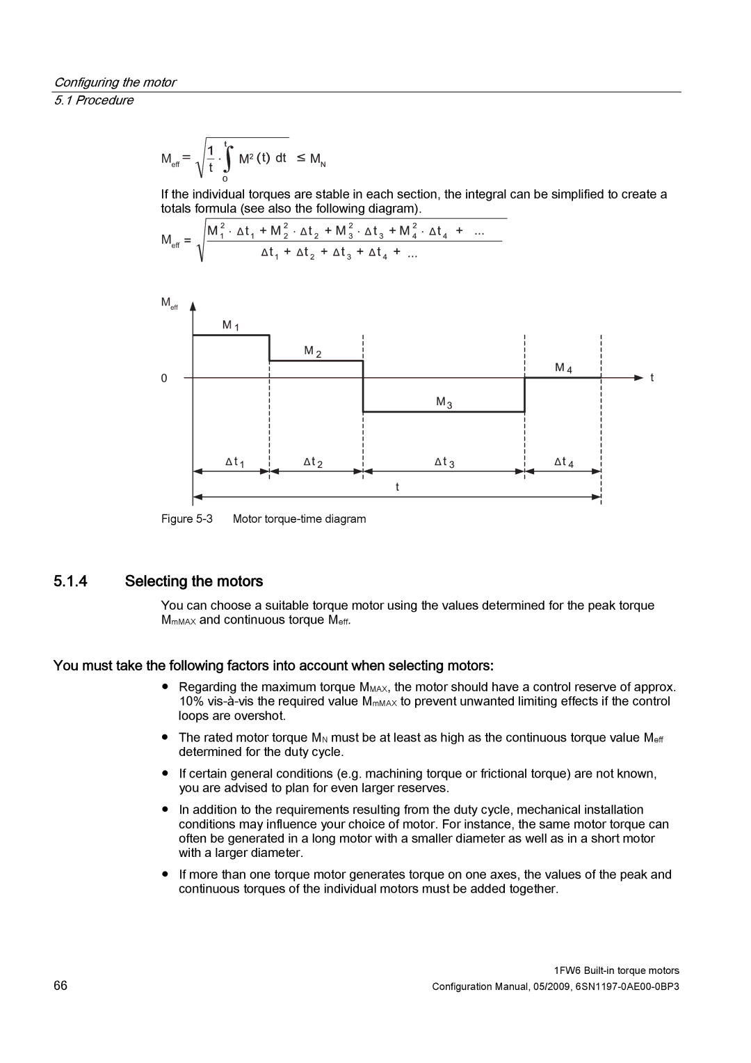 Siemens S120 configurationmanual Selecting the motors, Motor torque-time diagram 