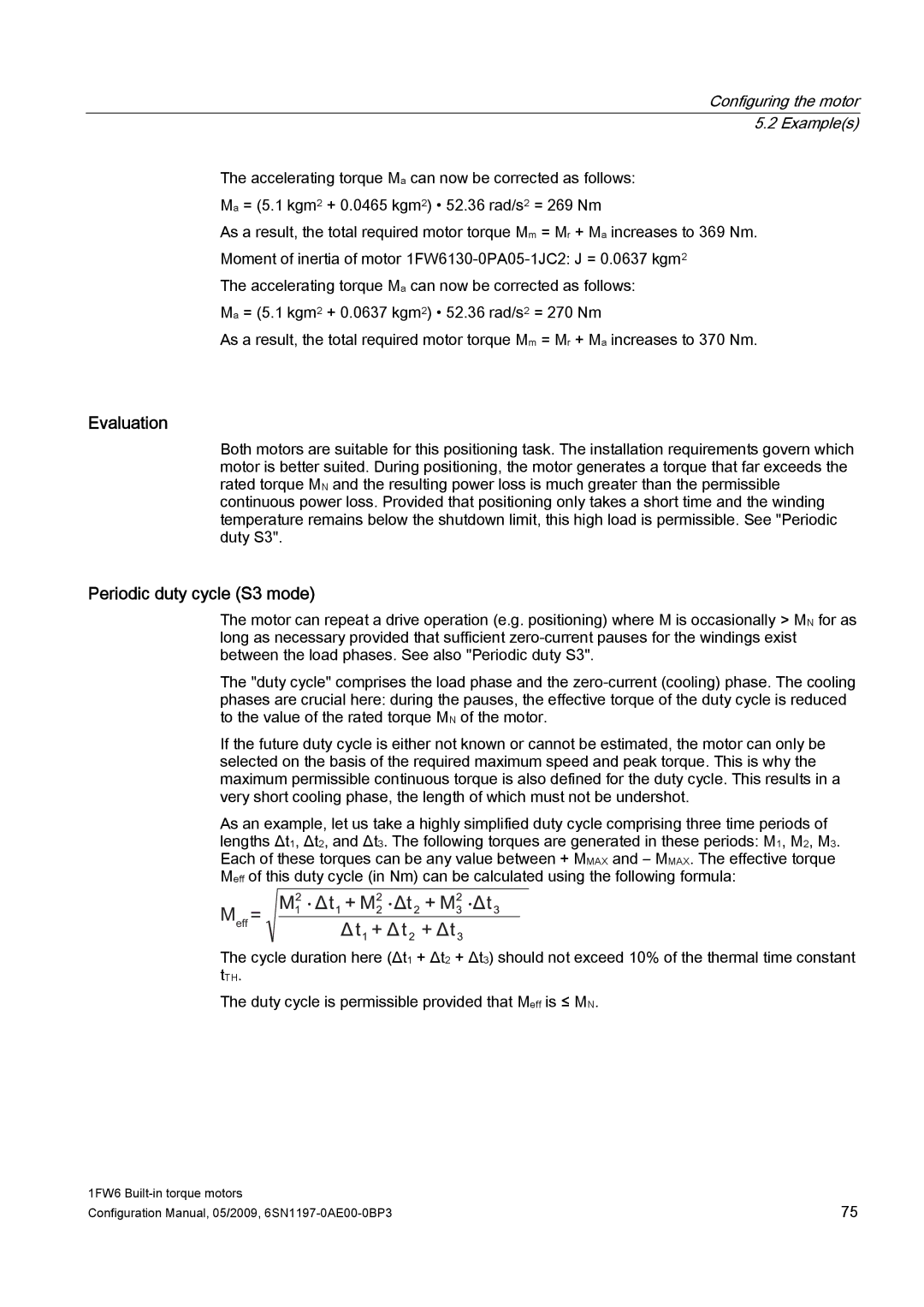 Siemens S120 configurationmanual Evaluation, Periodic duty cycle S3 mode 