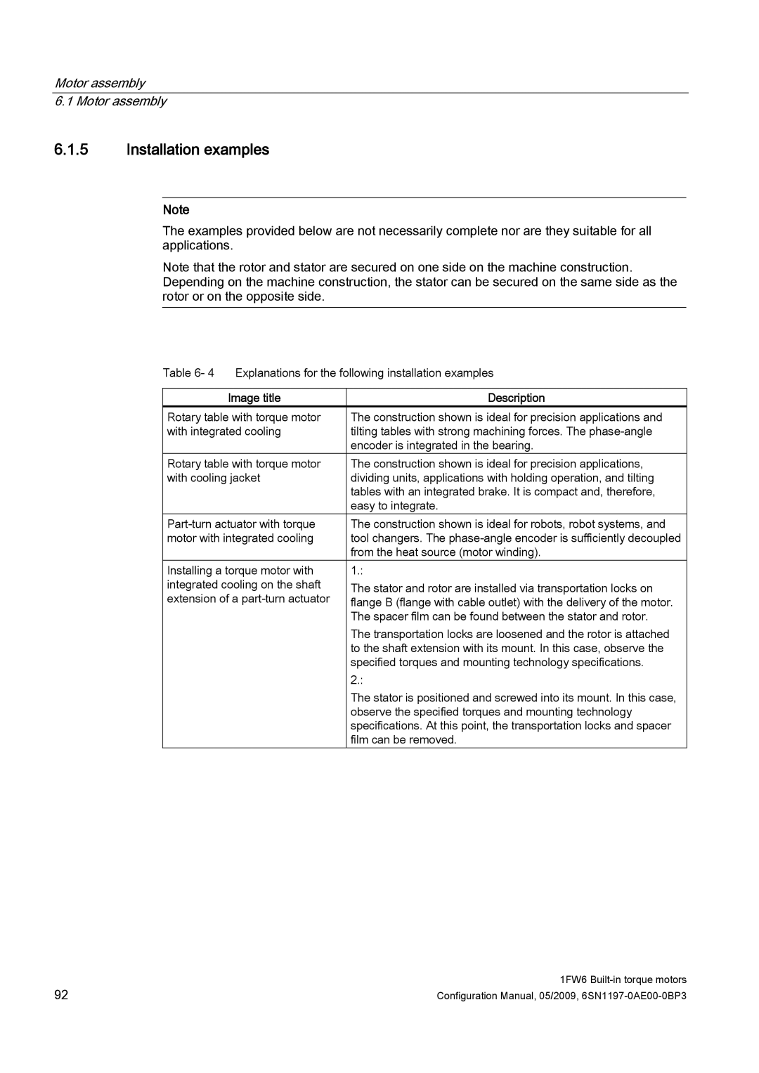 Siemens S120 configurationmanual Installation examples, Image title Description 