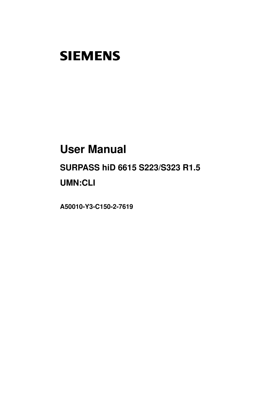 Siemens S223, S323 user manual Umncli, A50010-Y3-C150-2-7619 