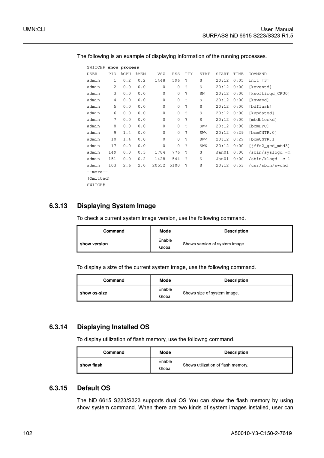 Siemens S323, S223 user manual Displaying System Image, Displaying Installed OS, Default OS 